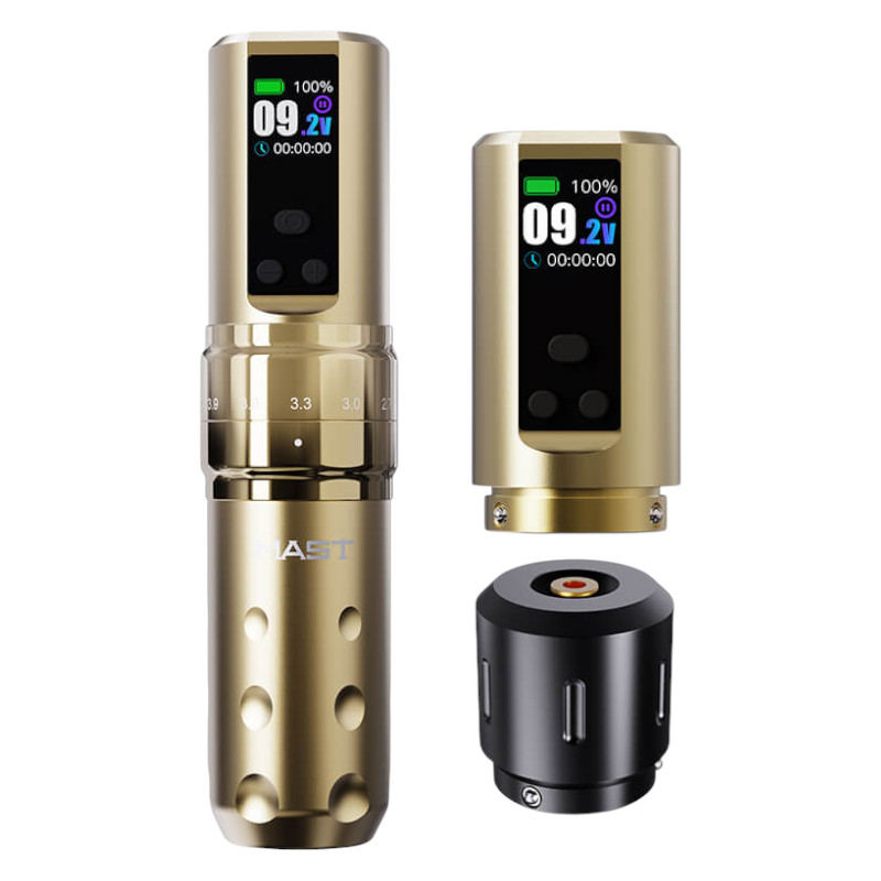 Dragonhawk Mast Fold 2 Pro Wireless Tattoo Pen, gold