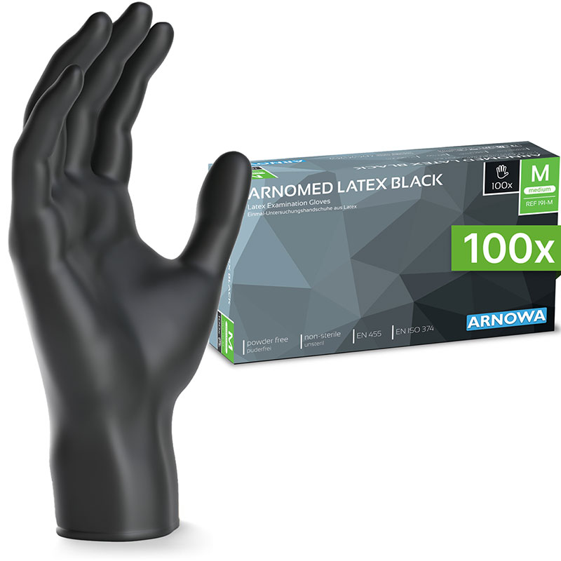 Arnomed - black latex gloves Size L