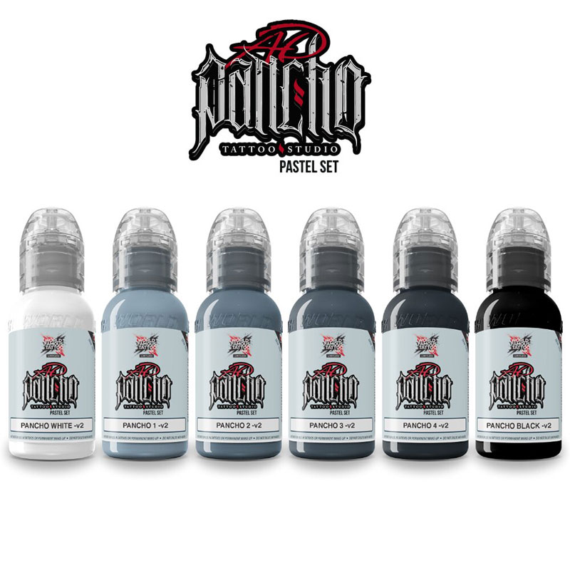 World Famous Limitless Tattoo Farbe - Pancho Pastel Grey Set - 6 x 30 ml