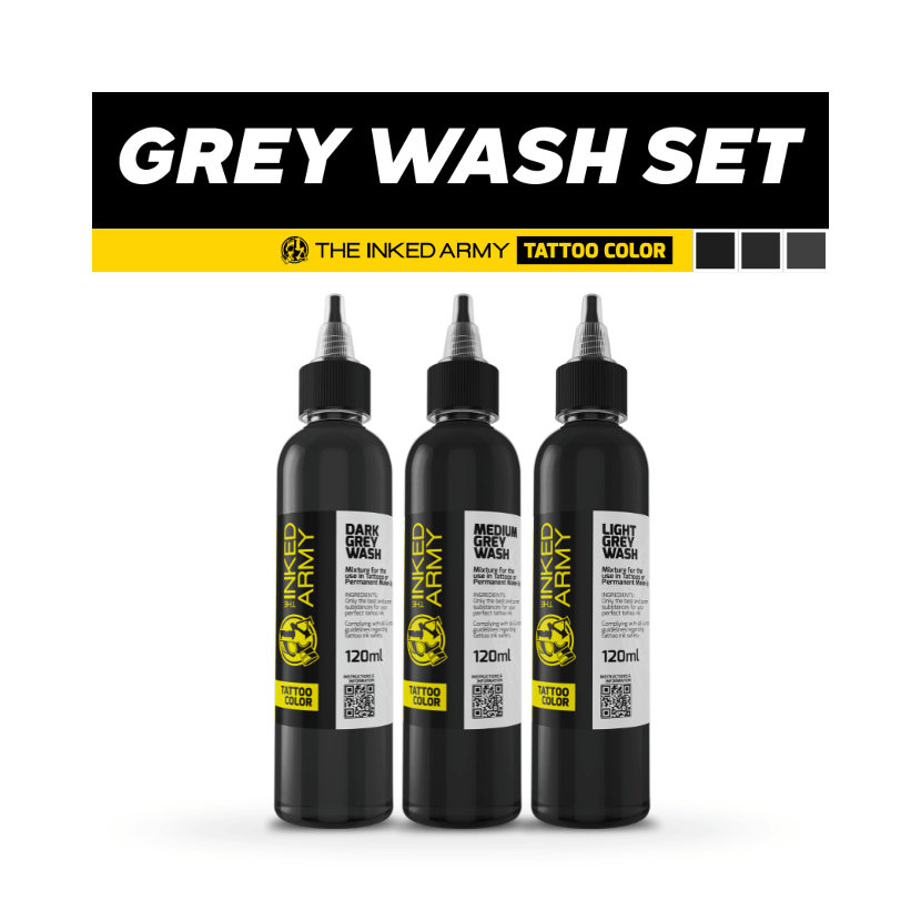 The Inked Army Tattoo Color - Grey Wash Set, 3 x 120 ml
