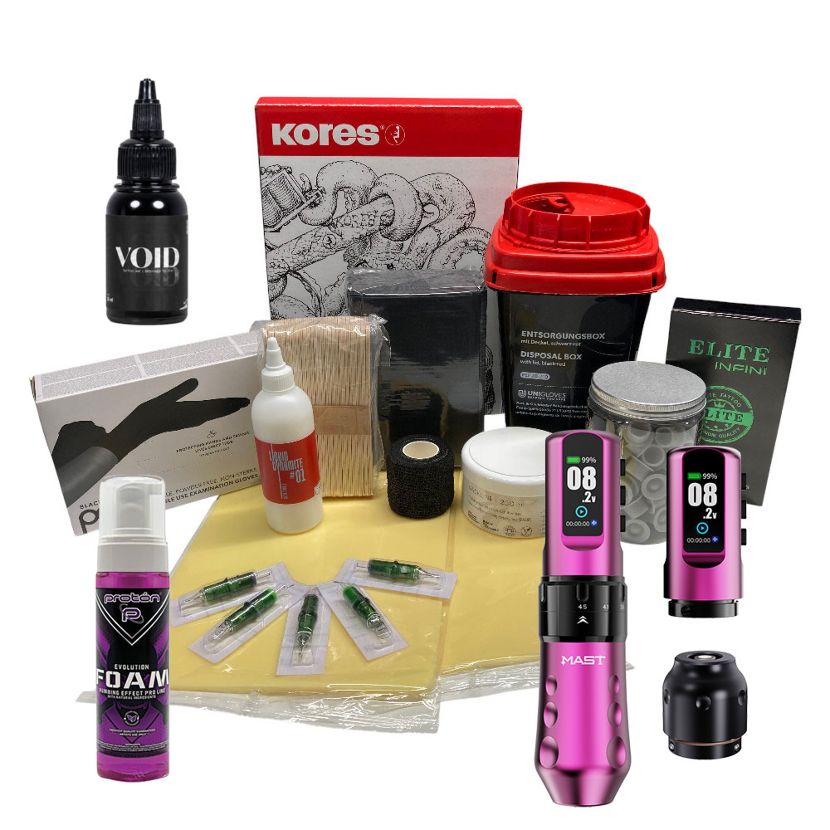 Premium Plus Wireless Starter Kit for Tattoo Apprentices Pink