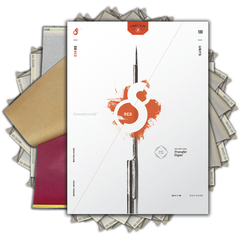S8 Red Tattoo Stencil Paper, 100 Sheets