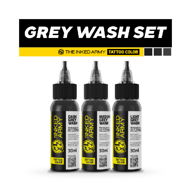 The Inked Army Tattoo Color - Grey Wash Set, 3 x 30 ml