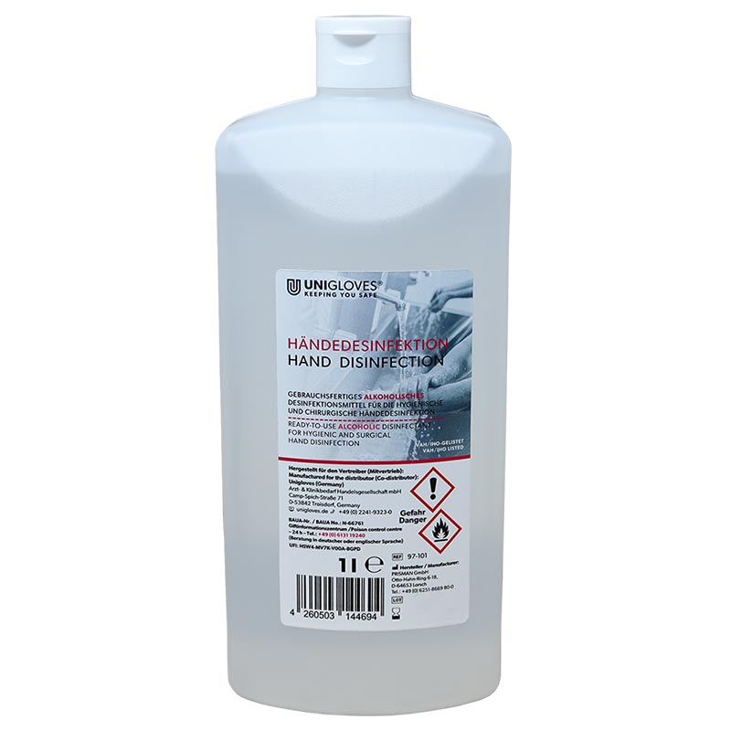 Unigloves Haut und Händedesinfektion 1000 ml Flasche Unigloves Haut und Händedesinfektion 1000 ml Flasche