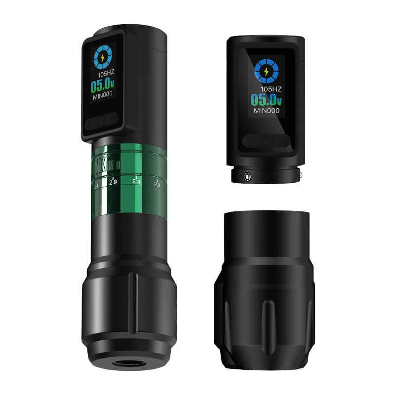 INKin - Inferno Wireless Tattoo Pen mit 2 Power Pack, Matt Schwarz - Grün